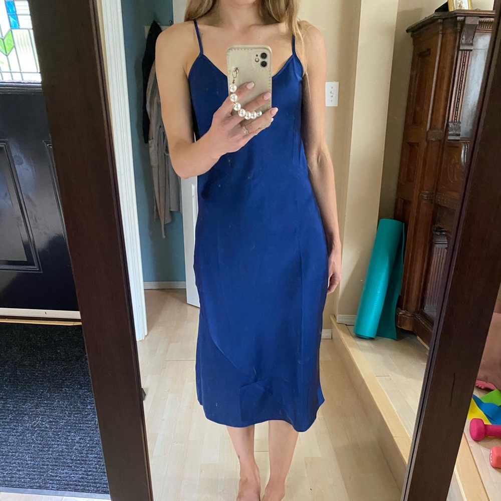 Knix XS blue slip dress.